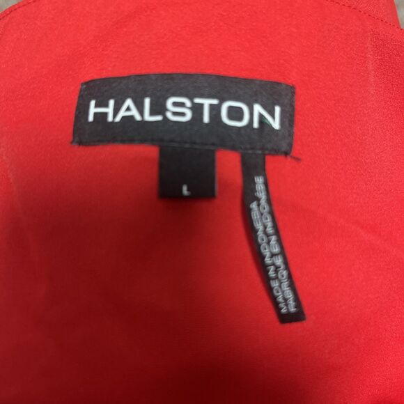 HALSTON Vintage Women's Tunic Top Front Zipper Long Sleeve Red Size Large - Picture 7 of 8